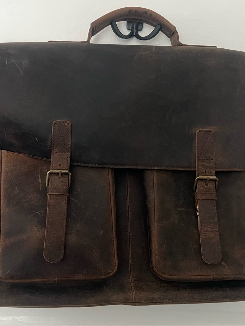Men's Brown Leather Briefcase Messenger Bag